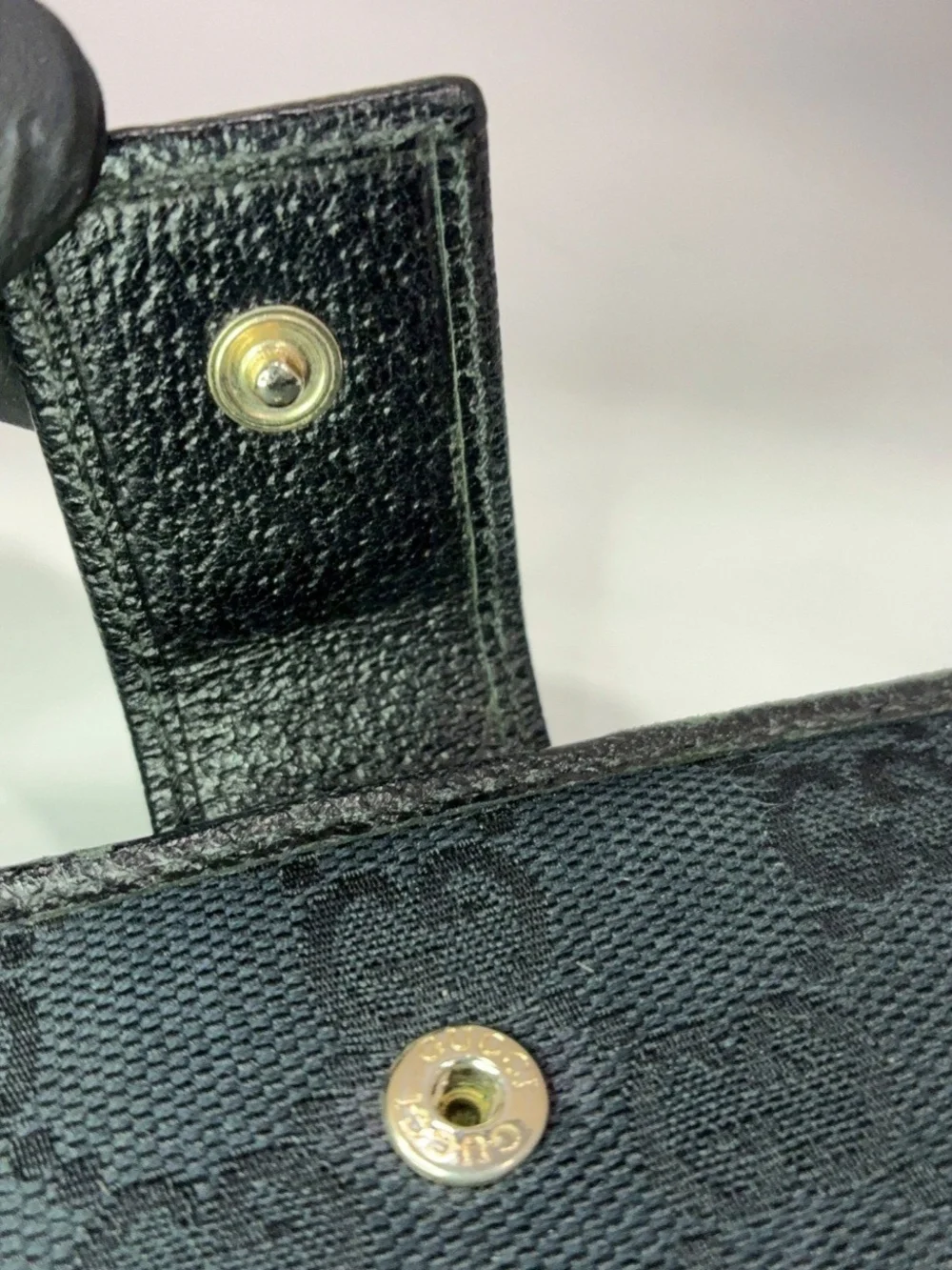 Gucci Black Leather and Canvas Horsebit Men's Vintage Wallet